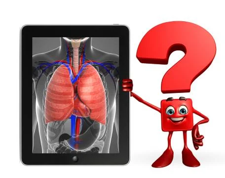 Question mark character with lungs anatomy Illustrazione stock