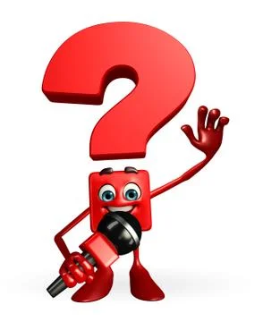 Question mark character with mike Stock Illustration
