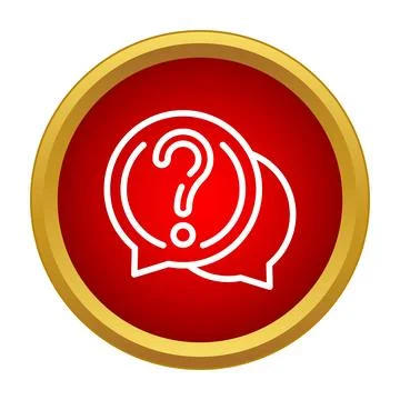 Question mark in chat bubbles red icon Stock Illustration