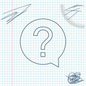 Question mark in circle line sketch icon isolated on white background. Hazard Illustrazione stock