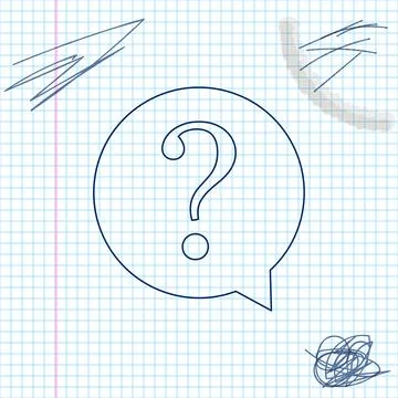 Question mark in circle line sketch icon isolated on white background. Hazard Illustrazione stock