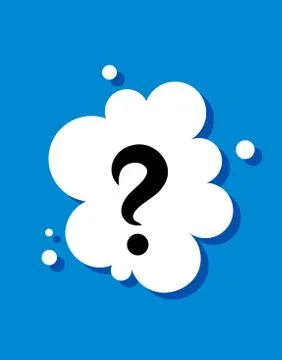 Question mark in cloud speech, bubble talk. What do you want? Make a wish. Stock Illustration