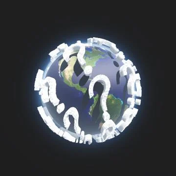 Question mark clouds surround earth Stock Illustration