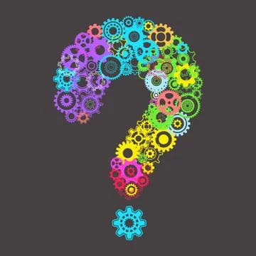 Question mark with cog wheels 스톡 일러스트