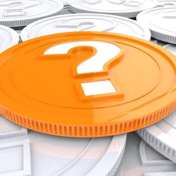 Question mark coin shows speculation about finances Stock Illustration