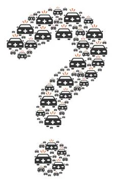 Question Mark Collage of Emergency Car Icons Stock Illustration