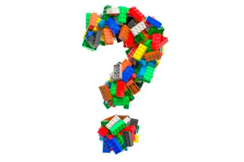 Question mark from colored plastic building blocks, 3D rendering Ilustración de archivo