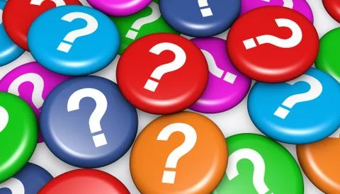 Question Mark On Colorful Badges Stock Illustration