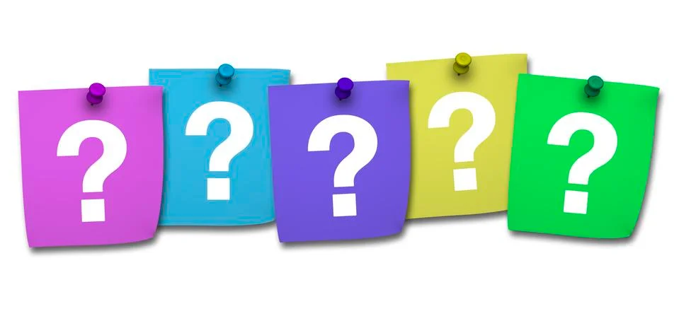 Question mark on colorful post it Stock Illustration