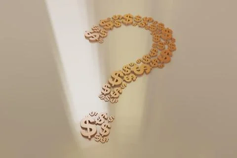 Question mark composed of dollars, economic doubt Stock Illustration