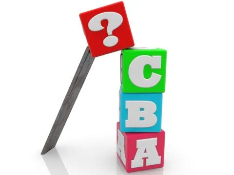 Question mark concept with letters on cubes Stock Illustration