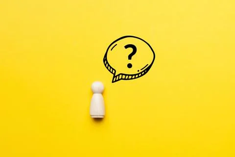 Question mark concept or FAQ. sign over person Stock Photos