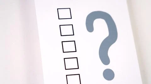 Question mark, Concept of selection checkbox and exclamation mark on a piece of Stock Photos