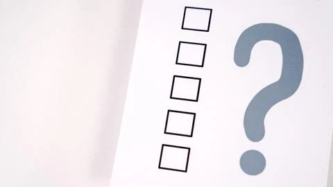 Question mark, Concept of selection checkbox and exclamation mark on a piece of Stock Photos