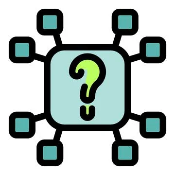 Question mark connecting multiple devices symbolizing online support and tr.. Stock Illustration