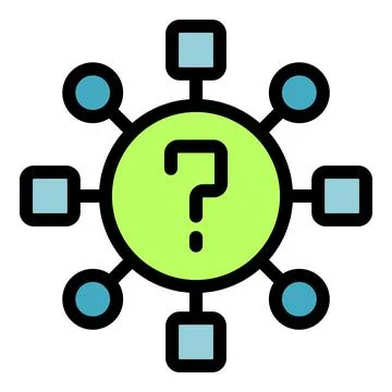 Question mark connecting squares and circles in a network Stock Illustration