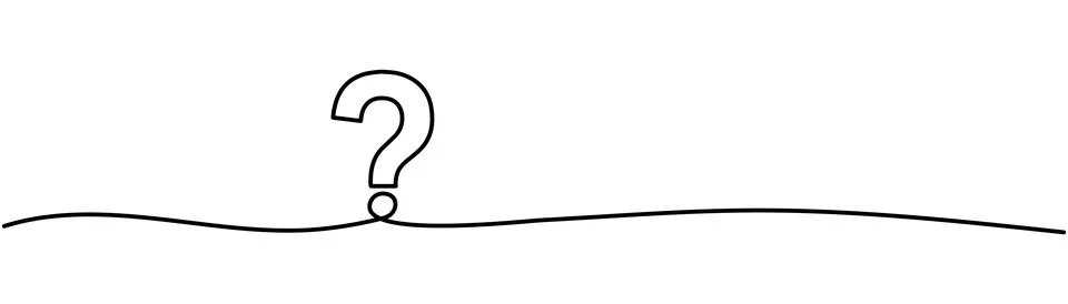 Question mark continuous one line. Hand drawn black quastion mark Editable .. Stock Illustration