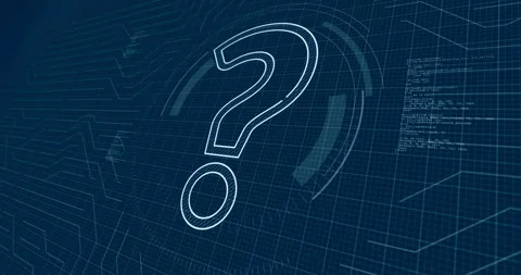 Question mark contour 3d symbol on blueprint scheme Stock Footage 328176050