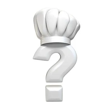 Question mark with cooking hat 3D Question mark with cooking hat 3D render... Foto stock
