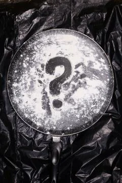 Question mark in a cooking pan, creative ideas, cooking ideas Stock Photos