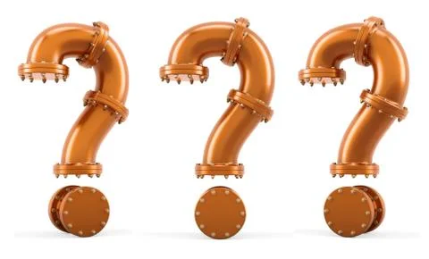 Question mark from copper pipes, 3D rendering Stock Illustration