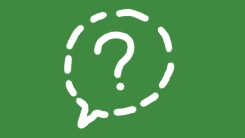 Question mark dashed speech bubble hand-drawn cartoon graphic with chalk outline Stock Footage 339513488