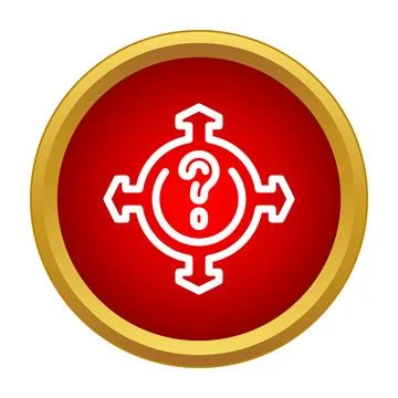 Question mark with decision arrows on red button Stock Illustration