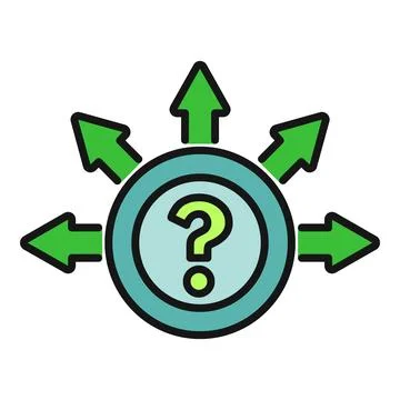 Question mark with decision arrows showing direction choice Stock Illustration