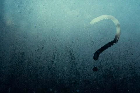 Question mark, deep blue colour, close up Stock Photos