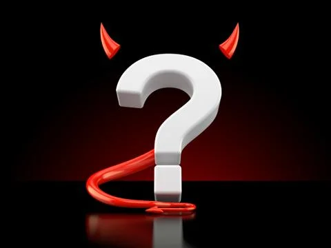 Question mark with devil horns and tail 스톡 일러스트
