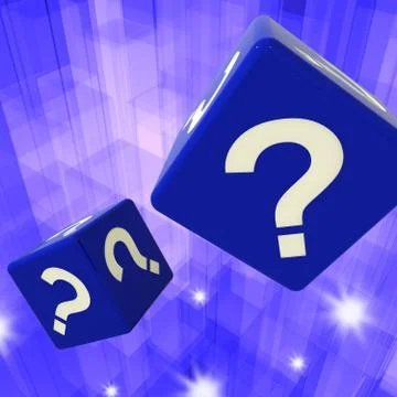 Question mark dice background showing confusion Stockillustratie