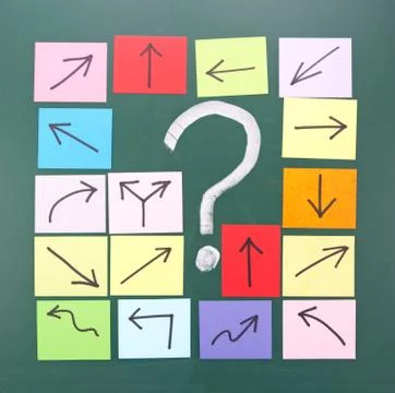 Question mark with different direction Fotos Stock