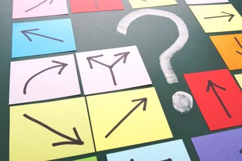 Question mark with different direction Stock Photos