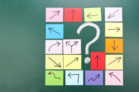 Question mark with different direction Fotos Stock
