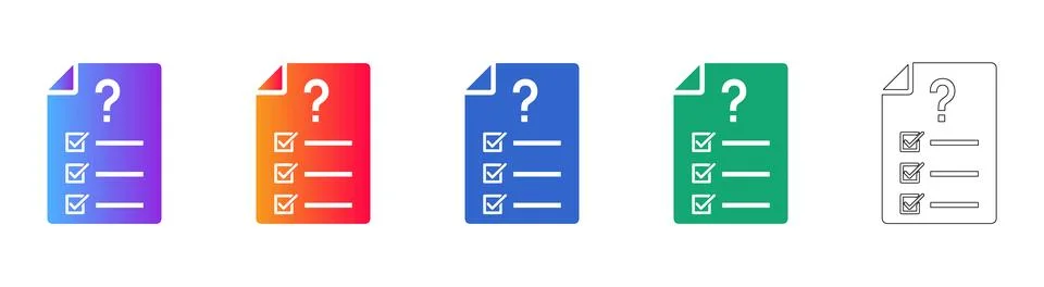 Question Mark Document Form Icons in Gradient and Outline Stockillustratie