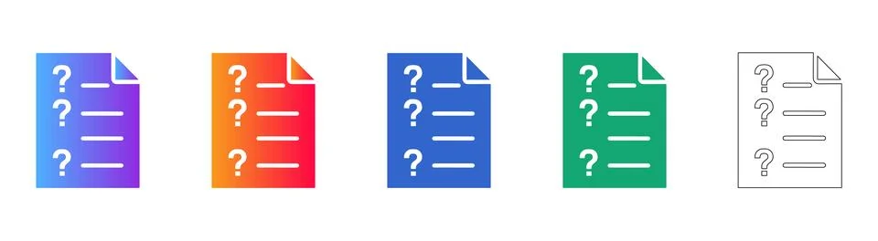 Question Mark Document Icons Set Stock Illustration