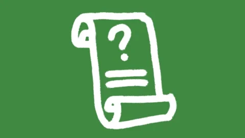 Question mark document scroll hand-drawn cartoon graphic with chalk outline FAQ Stock Footage 336403128