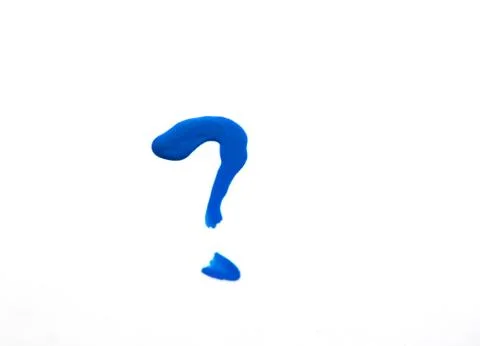 Question mark drawn with blue nail Polish, isolated on a white background Stock Photos