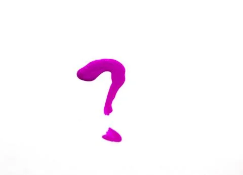 Question mark drawn with red nail Polish, isolated on a white background Stock Photos