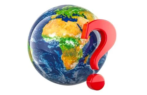 Question Mark with Earth Globe, 3D rendering Stock Illustration