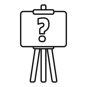 Question mark on easel symbolizing uncertainty and inquiry Illustrazione stock