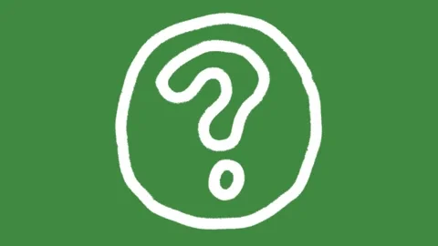 Question mark enclosed circle help desk hand-drawn cartoon graphic Stock Footage 340858465