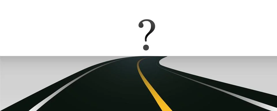 Question mark at the end of the road Illustrazione stock