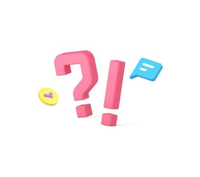 Question mark exclamation point communication chat discussion information 3d  Stock Illustration