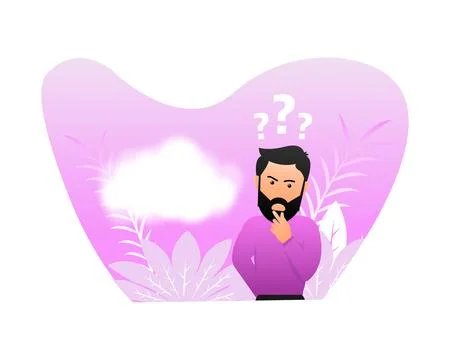 Question mark on face represent about person. Guess flat man 库存插图