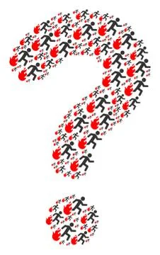 Question Mark Figure of Fired Running Man Icons Stock Illustration