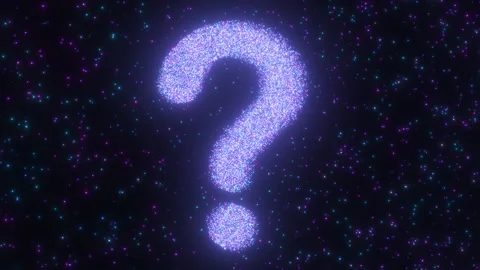 Question Mark Figure Formed From Sparkling Luminous Glow Particles Video stock 343329197