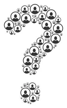 Question Mark Figure of Rounded User Portrait Icons Stock Illustration