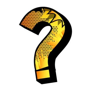 Question mark filled with comic book explosion, background. Illustrazione stock