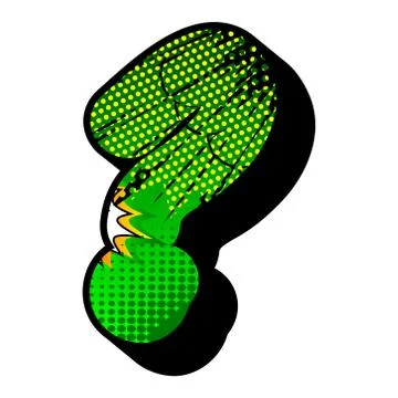 Question mark filled with comic book explosion, background. Illustrazione stock